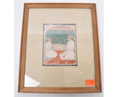 Mughal India (Possibly 19thct) watercolour on paper, framed and glazed. Depicts two men of high status seated opposite one an