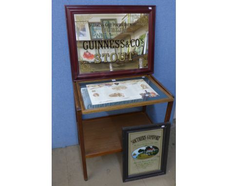 A Guinness advertising mirror and two others