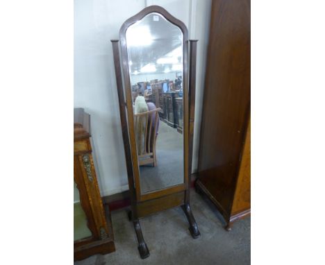 An oak cheval mirror
