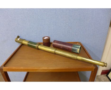 A brass Dolland of London day/night telescope, in original case