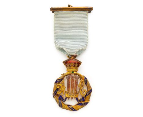 Victorian 1898 Royal Masonic Institution For Boys Silver Steward's Jewel Badge. A scarce silver gilt and enamel example, with