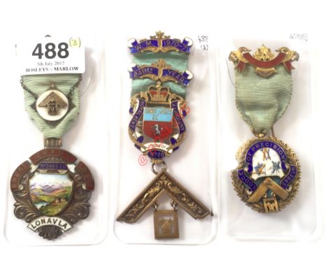 Masonic "Bhore Ghaut Lodge 3465EC" Founder's Jewel Plus Others. A fine quality London silver 1910  Jewel, with Enamel Vignett