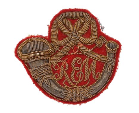 Royal East Middlesex Militia Victorian Officer's bullion forage cap badge pre 1881. A good rare gold wire embroidered on scar