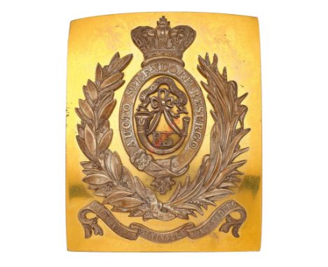85th Foot Victorian Officer's shoulder belt plate circa 1840-55. A fine example with cast silver mounts. Burnished gilt recta