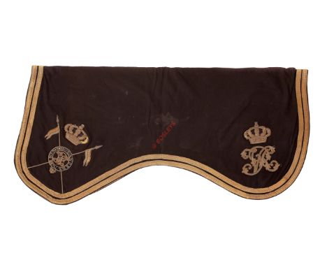 9th Queen's Lancers Victorian Officer's Shabracque / Horse Saddle Cloth Blue cloth with rounded corners, edged with a double 