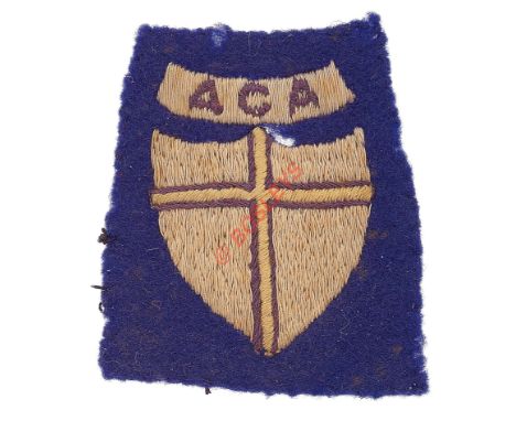 Allied Control Commission Austria cloth formation sign. Scarce blue felt rectangle embroidered with 8th Army formation sign w