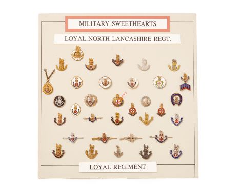 Loyal North Lancashire Regiment Collection of Regimental Sweetheart Brooches. A good and varied collection of Regimental broo