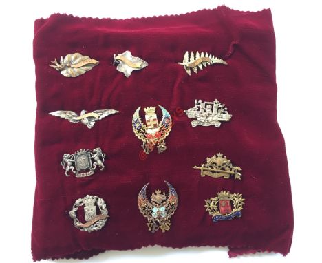 Selection of WW1 "Battle" Brooches for "Ypres". An interesting and varied selection depicting the Town Crest, or name. Base m
