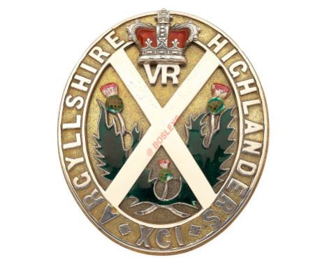 Scottish. 91st Argyllshire Highlanders Victorian Officer's shoulder belt plate circa 1864-81. A fine rare example. Oval gilt 