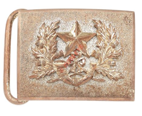 The Cameronians (Scottish Rifles) silvered waist belt plate. A fine example. Seeded plate with burnished rim mounted with thi