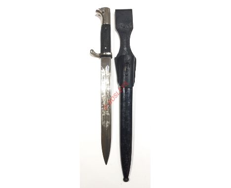 German Third Reich K98 dress bayonet by Carl Eickhorn, Solingen. Fine single edged plated 25 cm blade with fuller, one side w