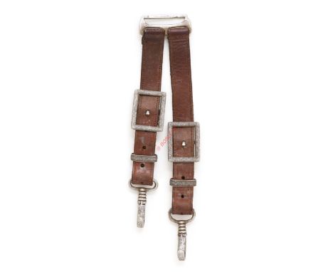 German Third Reich RAD Leader's dagger straps. Good scarce pair of leather straps retaining aluminium fittings. GC Reichs Arb