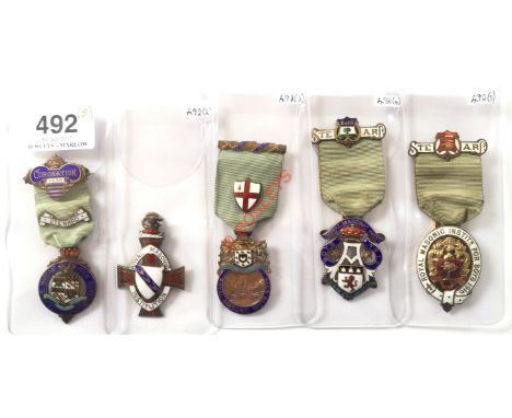 Selection 1911-16 Royal Masonic Institution For Boys Silver Steward's Jewel Badge. A scarce selection of five silver and enam