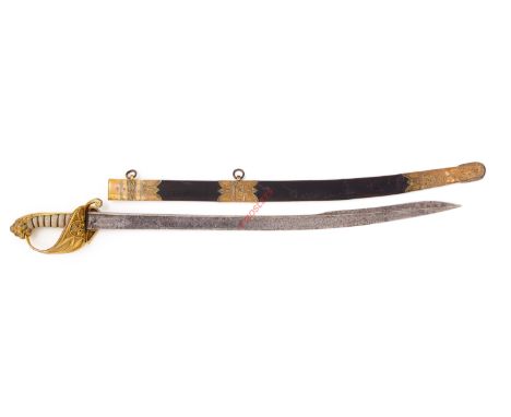 Royal Navy Flag Officer's 1827 Piped Back Bladed Sword. A good example example of the pattern, of a weight indicating a fight