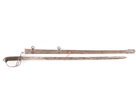 1st East Yorkshire Volunteer Artillery Victorian  Officer's Sword. A good example, the single edged slightly curved blade wit