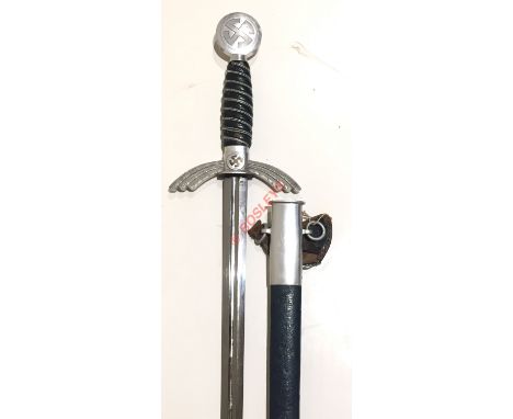 German Third Reich Luftwaffe Officer's Alloy Mounted Sword by SMF, Solingen. A good example with twist wire bound blue leathe