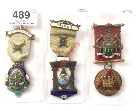 Masonic "Alexander Park  Lodge" 4889 Founder's Jewel Plus Others. A fine quality London silver 1926  Jewel, with Enamel Vigne
