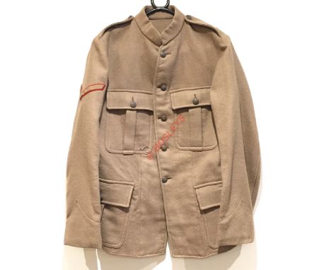 Boer War 49th (Montgomeryshire) Imperial Yeomanry Tunic. A rare example, tailored in light khaki wool material, with both ple