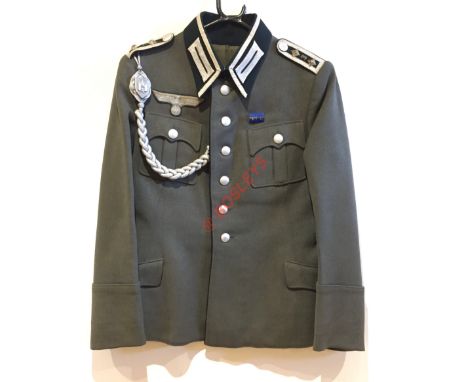 German Third Reich Army Pioneer NCO's cap and tunic  Cap, a fine field grey example with black piping to the crown welt and b