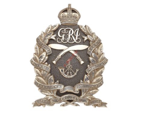 1st King George's Own Gurkha Rifles post 1910 Officer's  pouch belt plate. A very fine example unmarked example. Silver laure