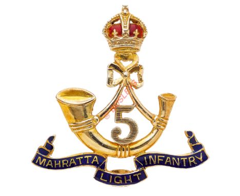 5th Mahratta Light Infantry Gold & Enamel Regimental Sweetheart Brooch. A fine quality example retailed through the Goldsmith