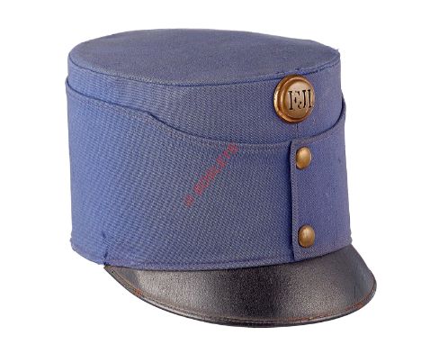 Austrian Army WW1 Officer's Field Cap A rare example of light blue cloth and small rounded black leather peak. To the front "