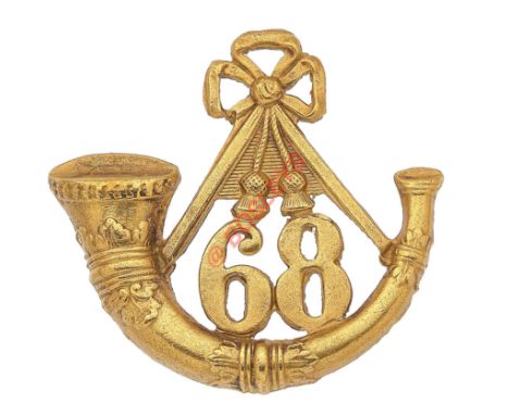 68th (Durham Light Infantry) Regiment OR's glengarry badge circa 1874-81. A good die-stamped brass example Strung bugle horn 