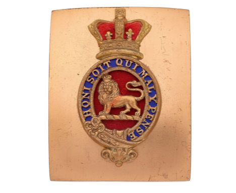 29th (Worcestershire) Regiment of Foot Officer's shoulder belt plate circa 1832-55. A good example. Copper gilt rectangular p