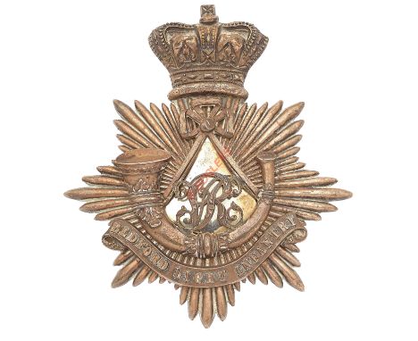 Bedfordshire Light Infantry Militia Victorian Officer's French pattern shako plate circa 1855-61. A fine rare die-stamped sil