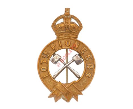 Indian Army. 107th Pioneers Officer's pagri badge circa 1903-22. A fine scarce die-stamped British made example. Gilt crowned