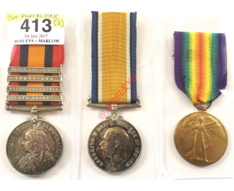 Boer War / WW1 24th (Westmoreland and Cumberland) Coy. Imperial Yeomanry Group of Three Medals Awarded to Lieutenant John Hen