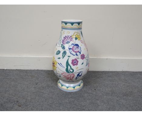 A Poole floral design lamp base (no workings) 33cm tall