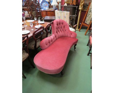 A Victorian walnut deep buttoned single and sofa on scroll cabriole legs and ceramic castors 