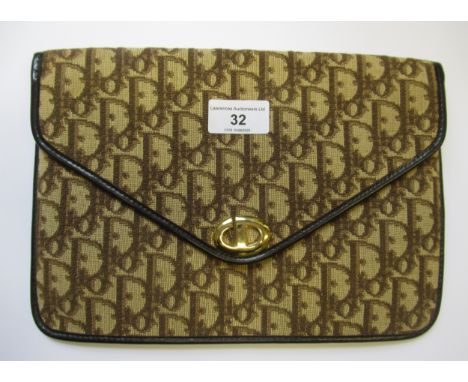 Christian Dior, ' Montaigne ' brown monogram cloth clutch bag, 25.5 x 18.5cm