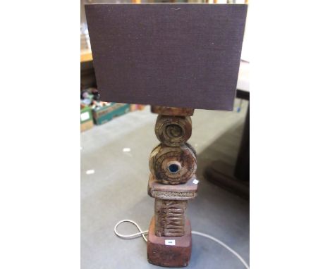 Bernard Rooke, large studio pottery table lamp, 94cm high including shadeCeramic section is 75cm high. In good condition, no 