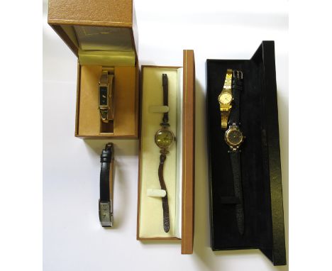 Gucci, ladies gold plated wristwatch, together with three other ladies wristwatches by Fendi, Seiko and Tissot and a ladies c