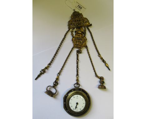 George Prior, London, tortoiseshell and gilt metal cased verge watch for the Turkish market in a triple case, the enamel dial