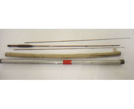 Payne three piece split cane fly fishing rod, retailed by Abercrombie &amp; Fitch Company, New York, in aluminium and brass c