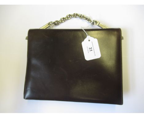 Christian Dior, vintage leather handbag with metal chain link strap