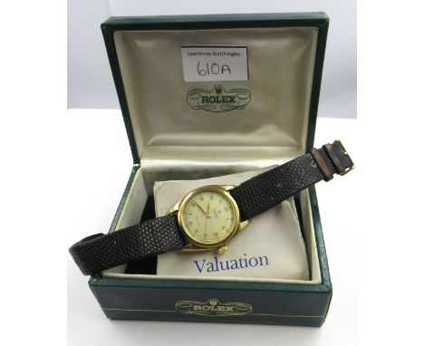 Mid 20th Century Rolex 9ct gold cased Oyster Precision wristwatch, the Champagne dial with Arabic numerals and gold hands inc
