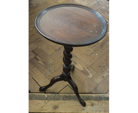 A rectangular Mahogany table, an Oak barley twist wine table and an octagonal stool