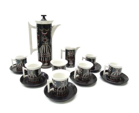 A Portmeirion Magic City coffee set designed by Susan Williams-Ellis