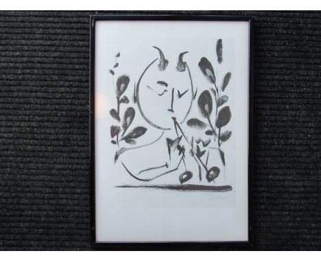 A framed and glazed Picasso lithograph "Faune Aux Branchages" signed in the print.51cm x 36cm