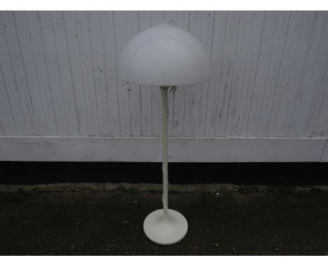 A Danish white standard lamp, mushroom shade, tulip base 