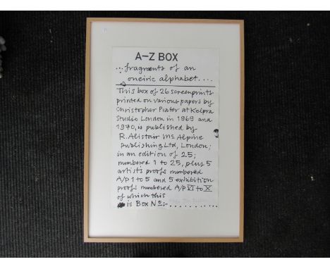 JOE TILSON (b.1928) A framed and glazed limited edition print 'A-Z Box', No. 20/25, pencil signed, 73cm x 103cm