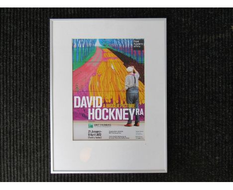 A framed and glazed David Hockney poster 'A Bigger Picture' Royal Academy of Arts,  46.5cm x 62cm