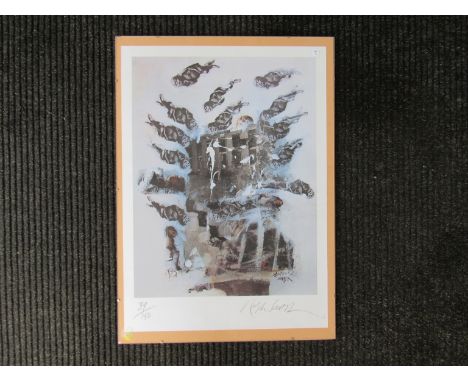 RALPH STEADMAN (b.1936) : "Saratevo Winter".  39/150 signed print, framed and glazed.  65cm x 46.5cm