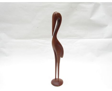'Chris Art', large stylised vintage Danish wooden bird sculpture, signed to base, 57cm high 