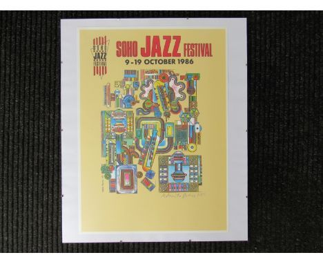 EDUARDO PAOLOZZI (1924-2005): A 1986 screen print, signed by Eduardo Paolozzi on thick art paper in pale yellow (not a printe