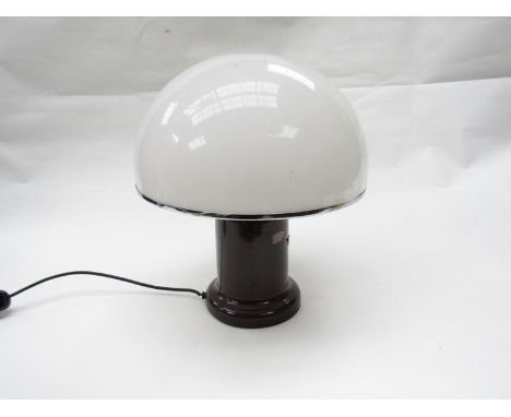 A brown and white Habitat mushroom lamp, 36cm high 